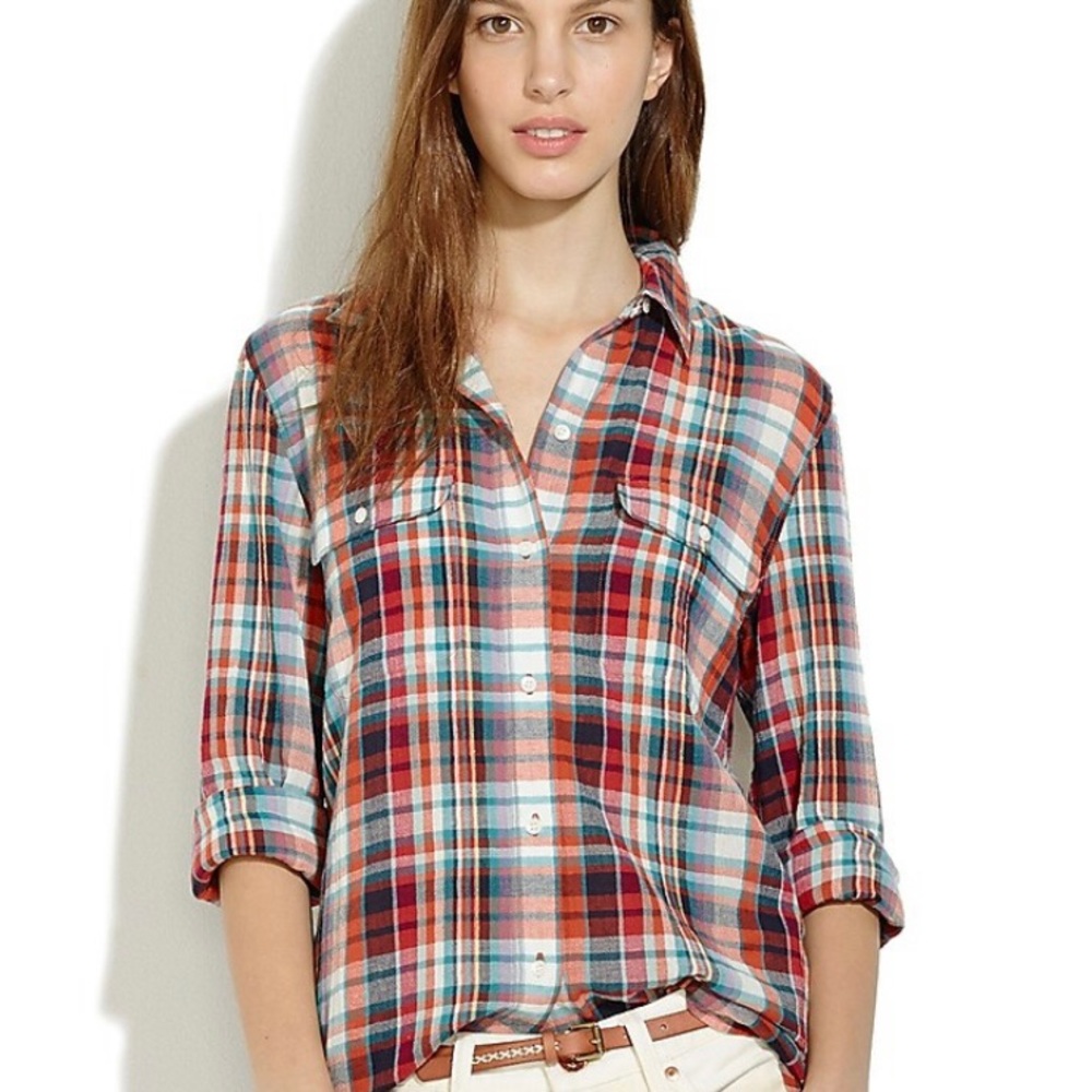 Madewell Ex-Boyfriend Shirt in Persimmon Plaid